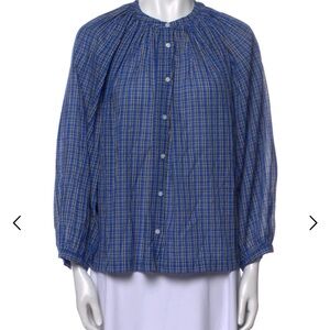 Doen Blue Plaid Blouse